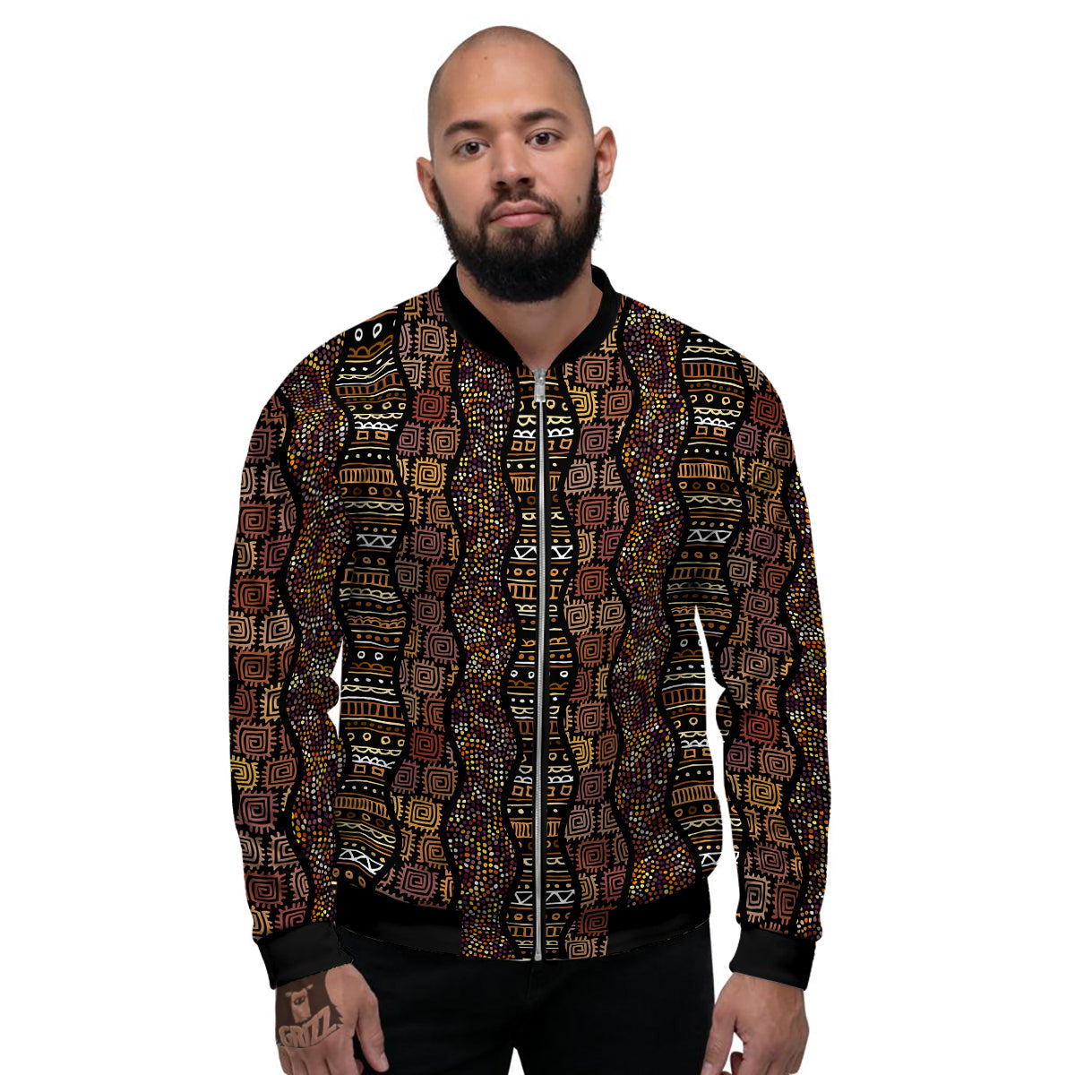 Inspired African Afro Print Pattern Men's Bomber Jacket-grizzshop
