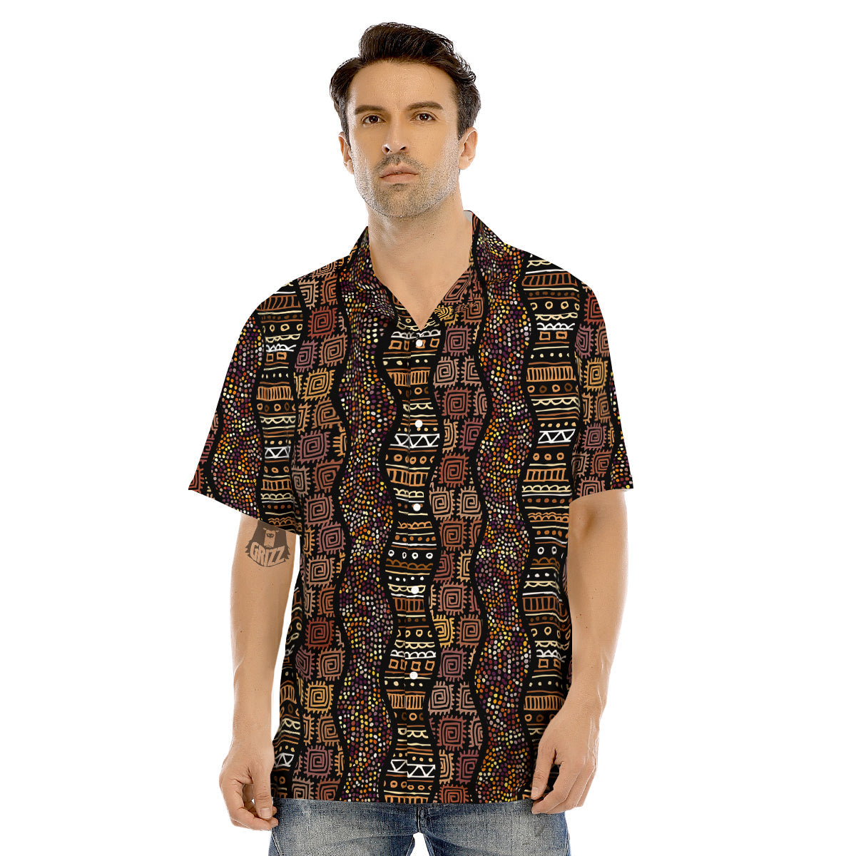 Inspired African Afro Print Pattern Men's Hawaiian Shirt-grizzshop