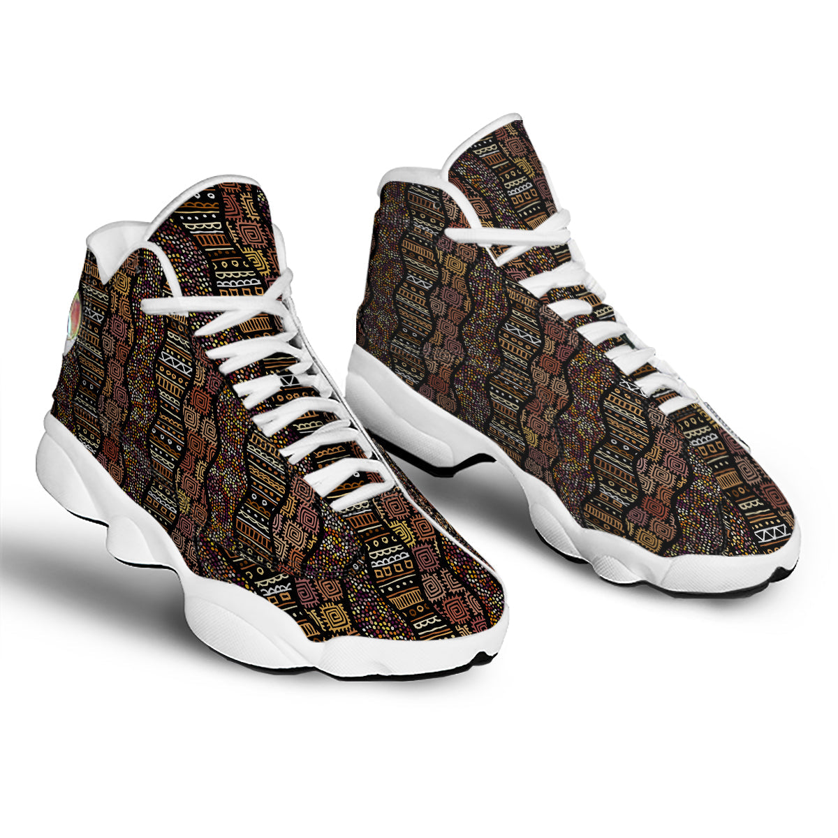 Inspired African Afro Print Pattern White Basketball Shoes-grizzshop