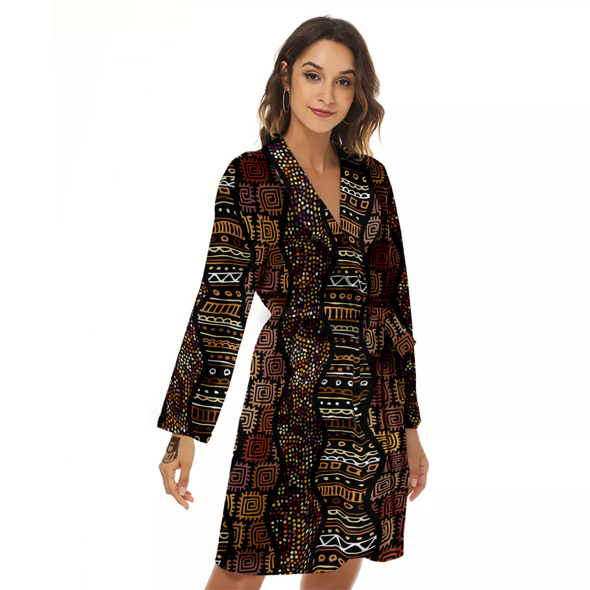 Inspired African Afro Print Pattern Women's Robe-grizzshop