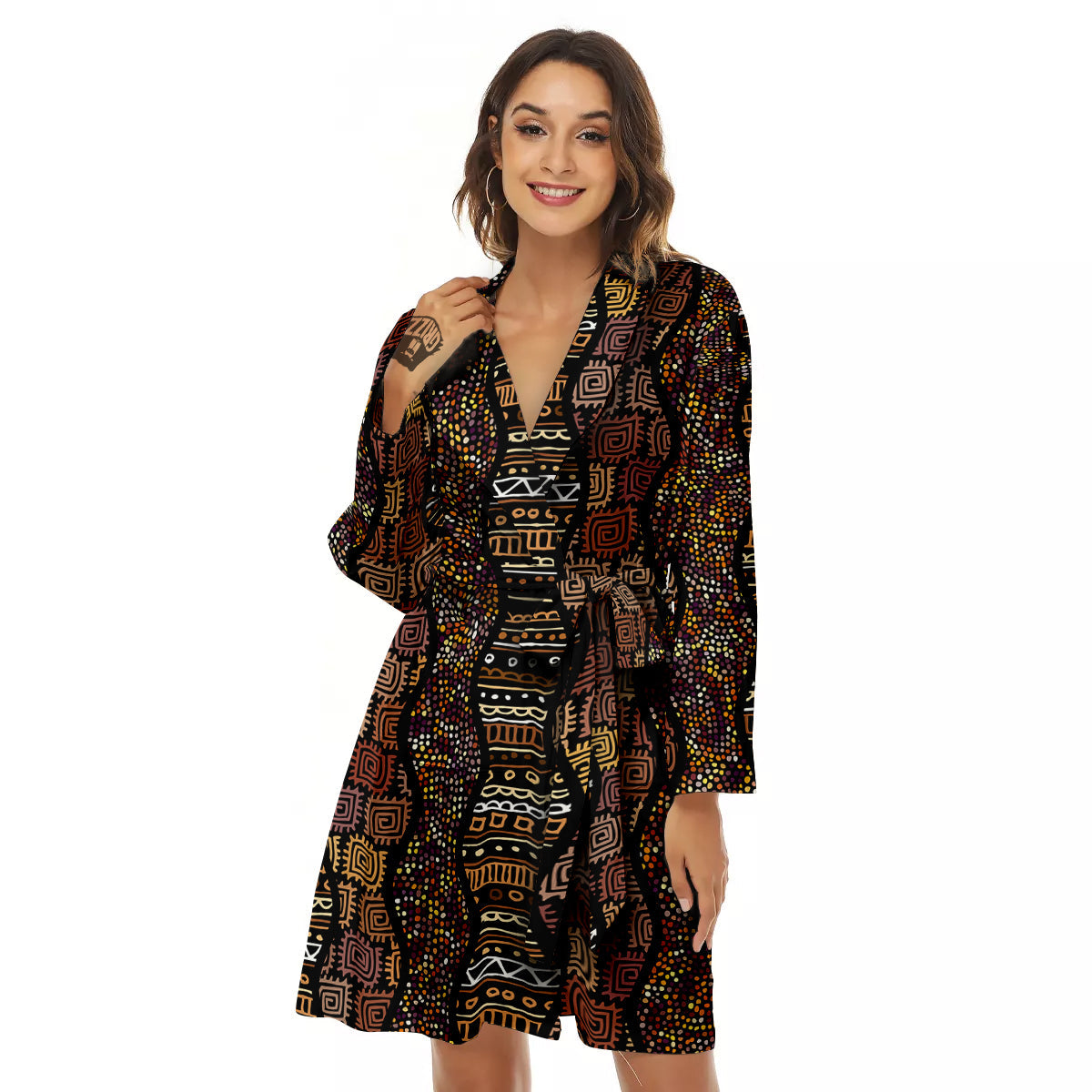 Inspired African Afro Print Pattern Women's Robe-grizzshop