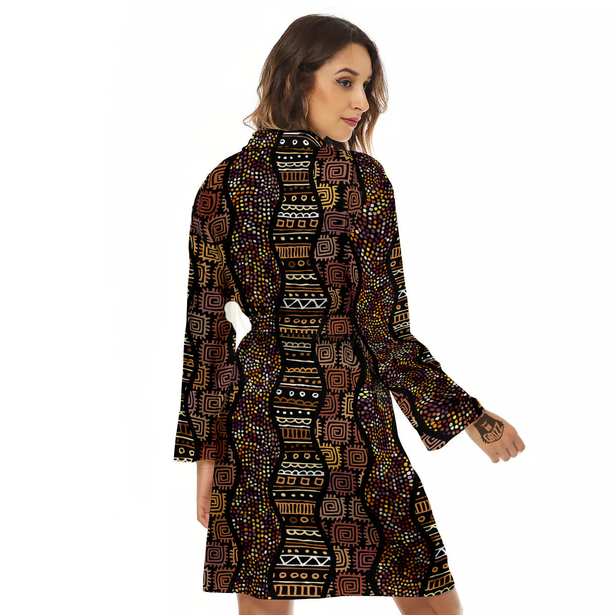 Inspired African Afro Print Pattern Women's Robe-grizzshop