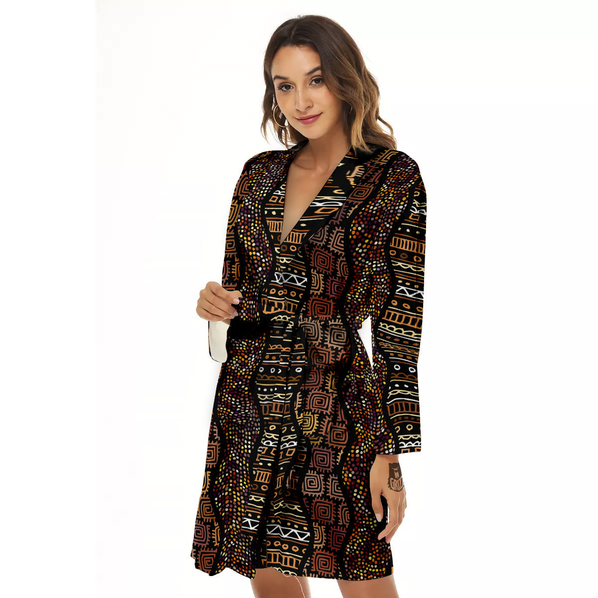 Inspired African Afro Print Pattern Women's Robe-grizzshop
