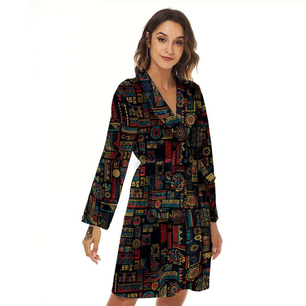 Inspired African Tribal Print Pattern Women's Robe-grizzshop