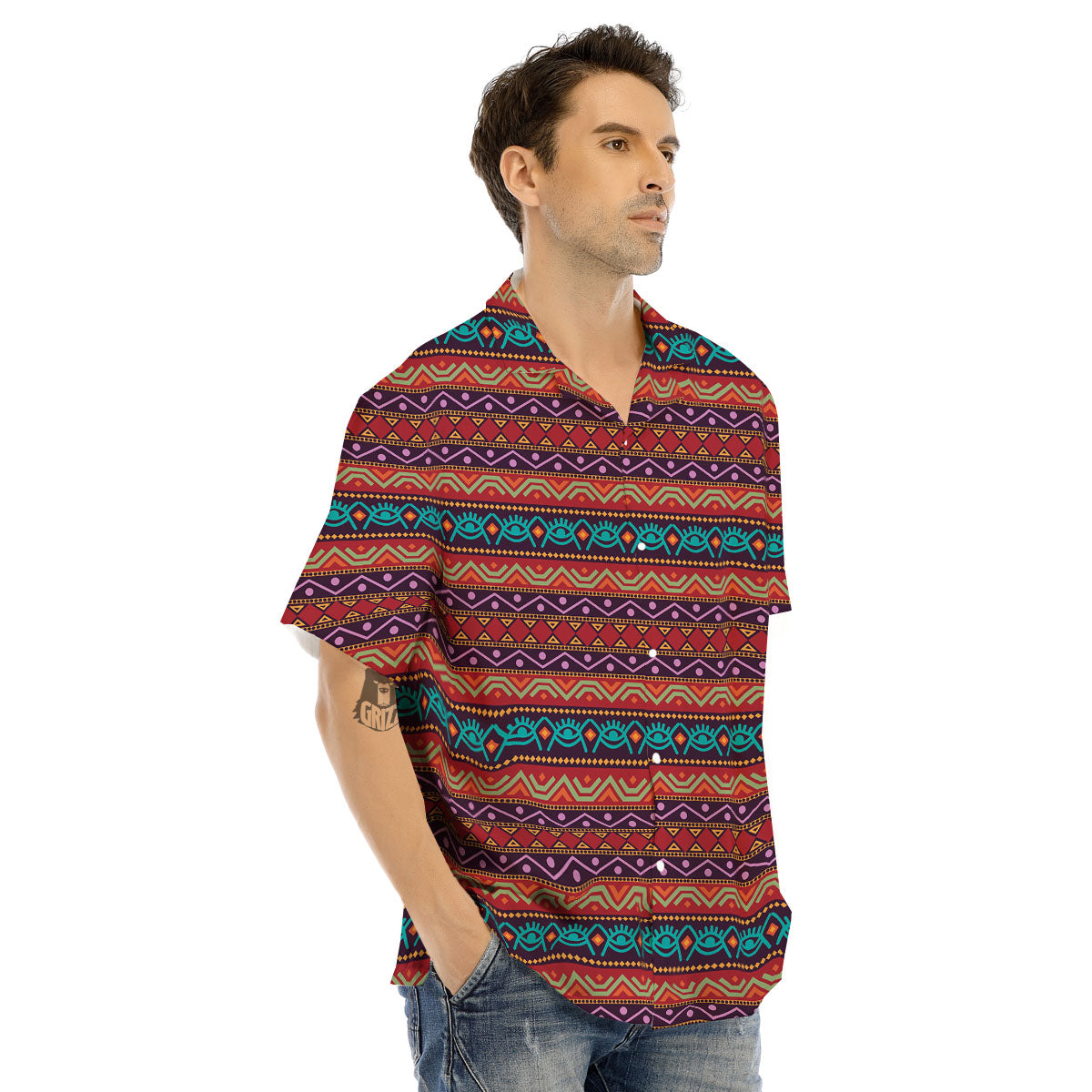 Inspired Afro Ethnic Print Men's Hawaiian Shirt-grizzshop