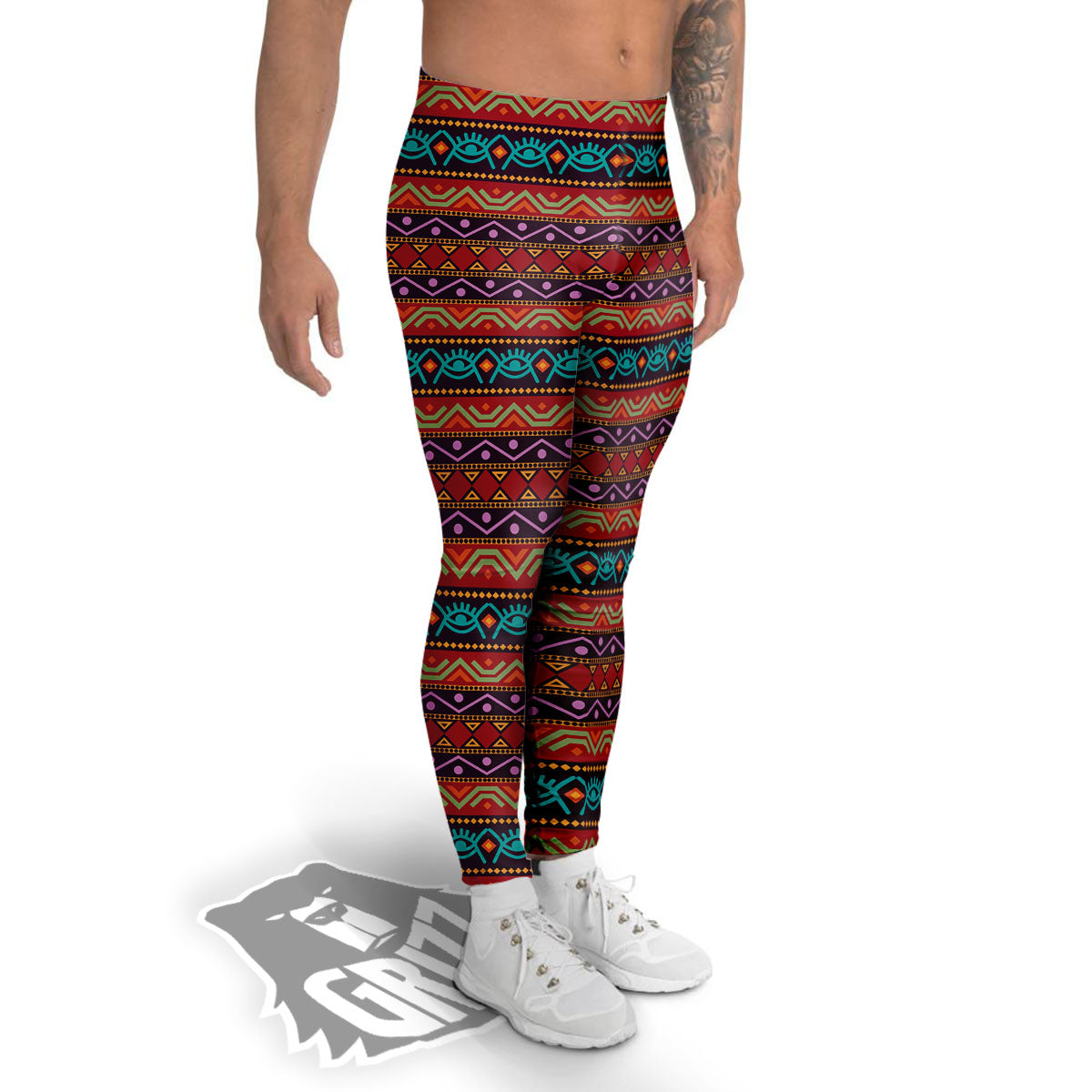 Inspired Afro Ethnic Print Men's Leggings-grizzshop