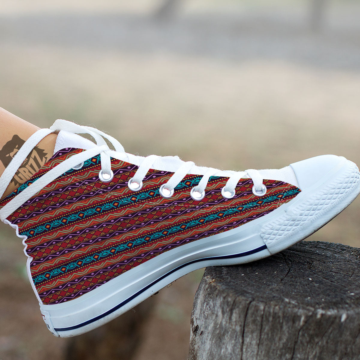 Inspired Afro Ethnic Print White High Top Shoes-grizzshop