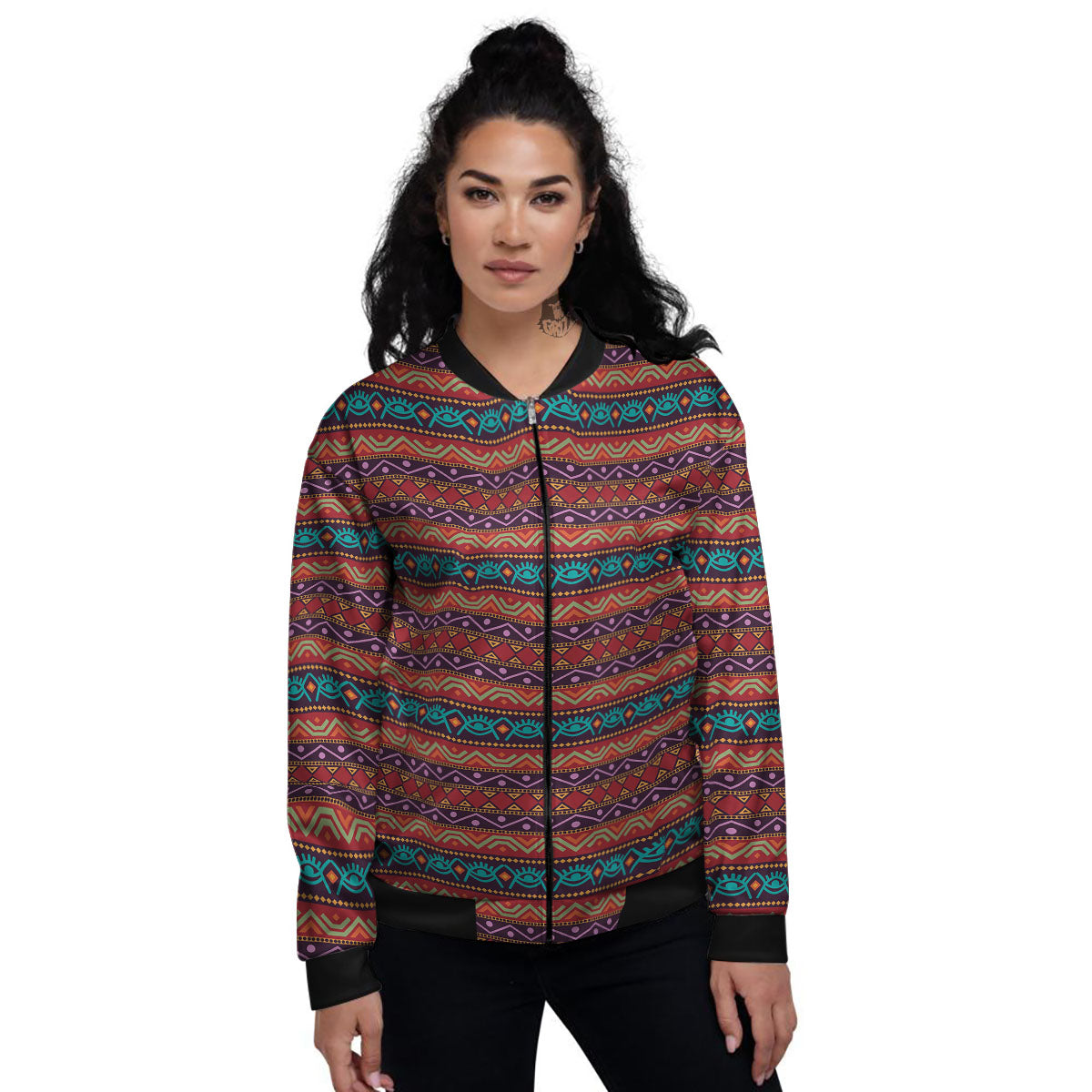 Inspired Afro Ethnic Print Women's Bomber Jacket-grizzshop