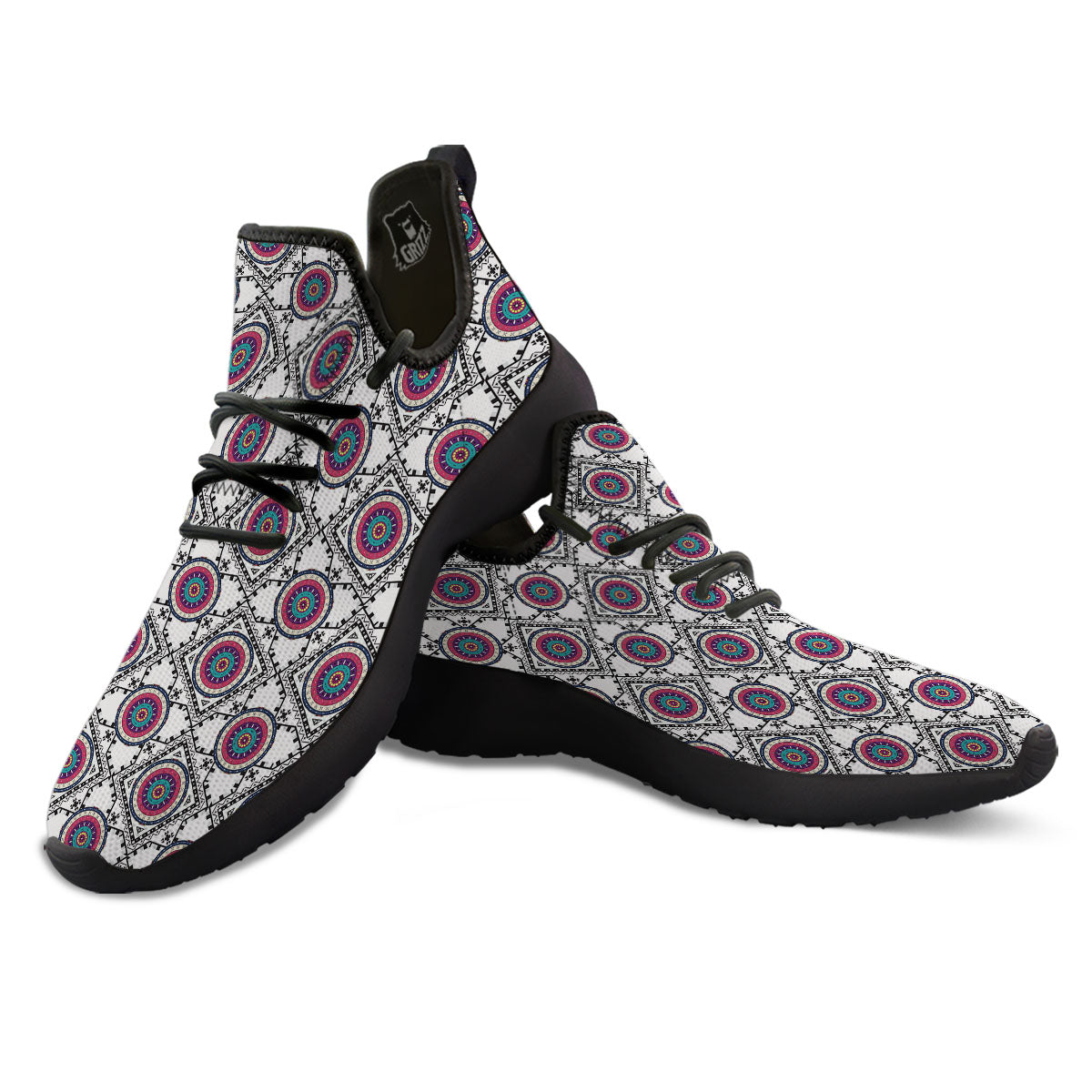 Inspired Native Indian Print Pattern Black Athletic Shoes-grizzshop