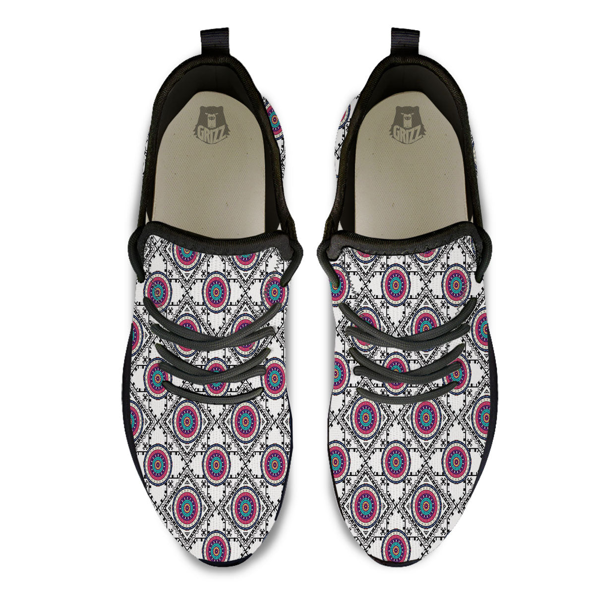 Inspired Native Indian Print Pattern Black Athletic Shoes-grizzshop
