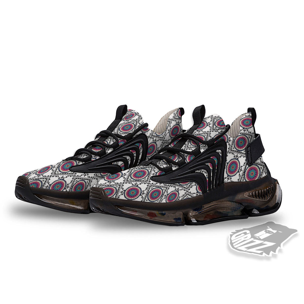 Inspired Native Indian Print Pattern Black Gym Shoes-grizzshop