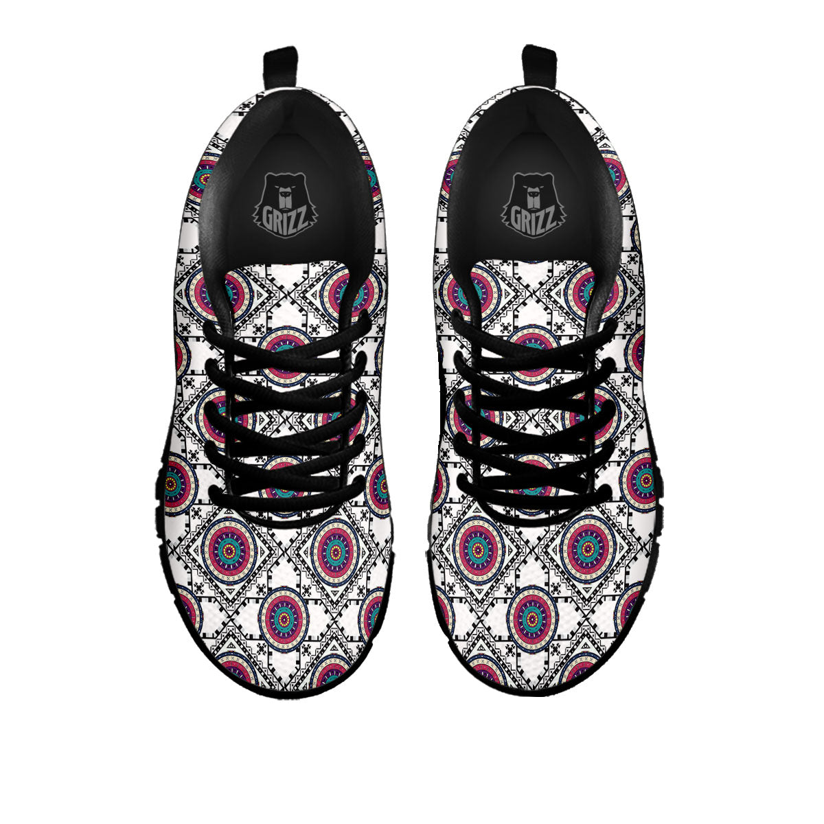 Inspired Native Indian Print Pattern Black Sneaker-grizzshop