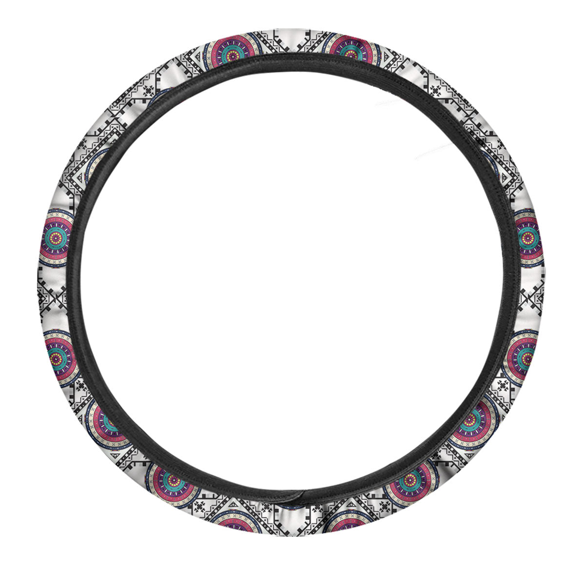Inspired Native Indian Print Pattern Car Steering Wheel Cover-grizzshop