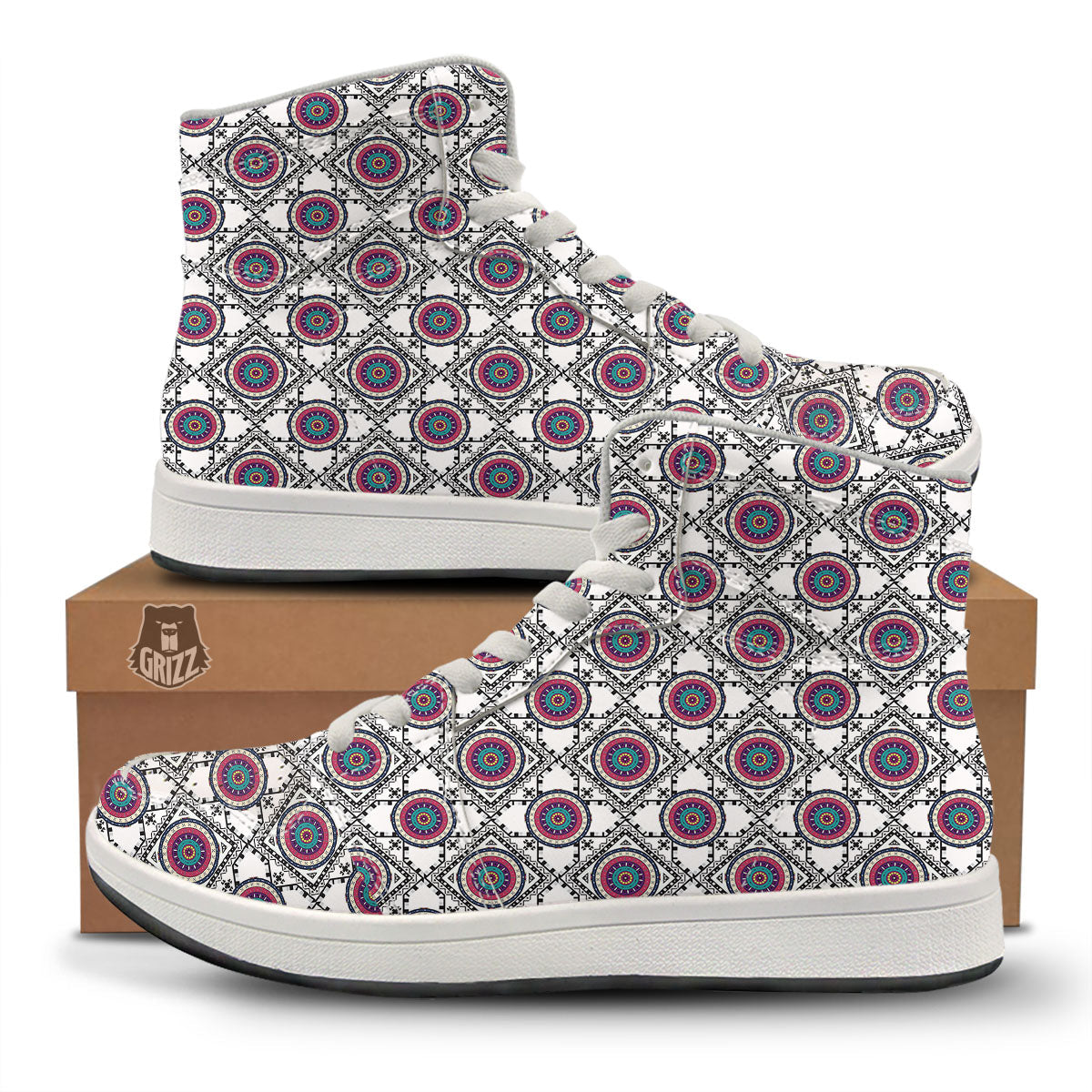 Inspired Native Indian Print Pattern High Top Sneakers-grizzshop