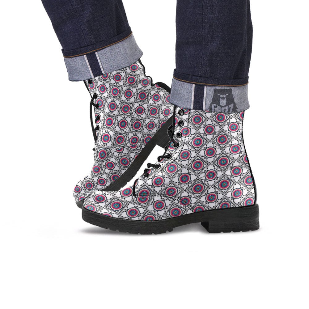 Inspired Native Indian Print Pattern Leather Boots-grizzshop