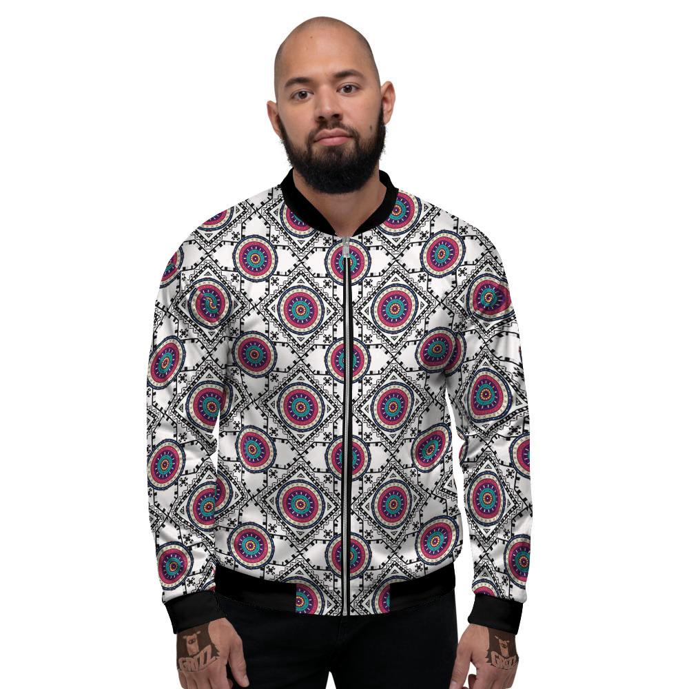 Inspired Native Indian Print Pattern Men's Bomber Jacket-grizzshop