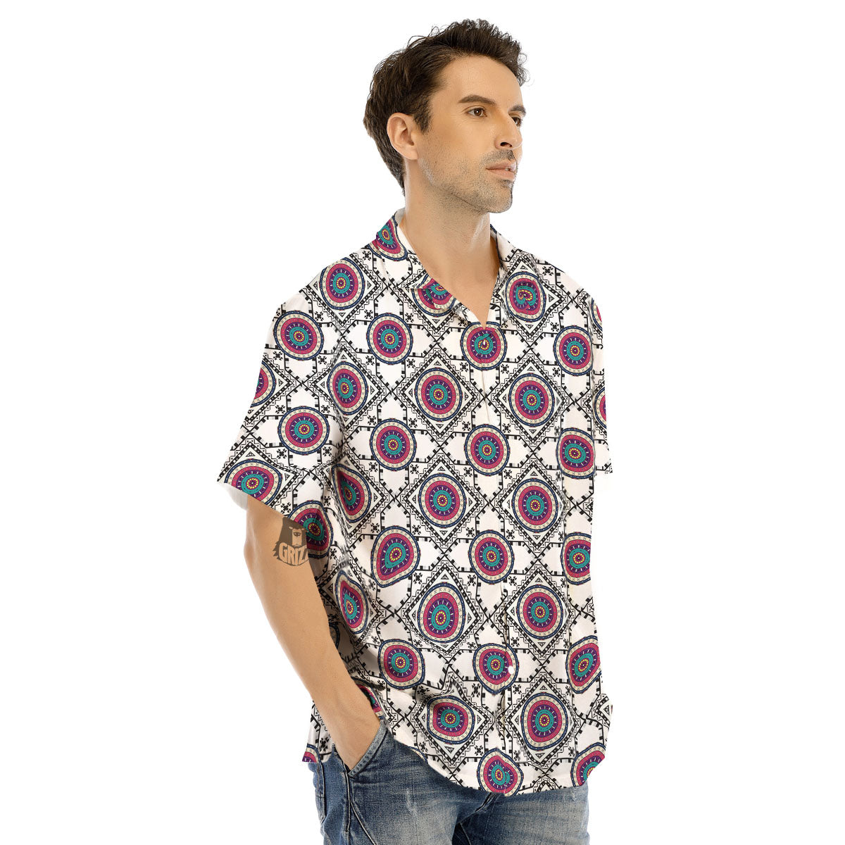 Inspired Native Indian Print Pattern Men's Hawaiian Shirt-grizzshop