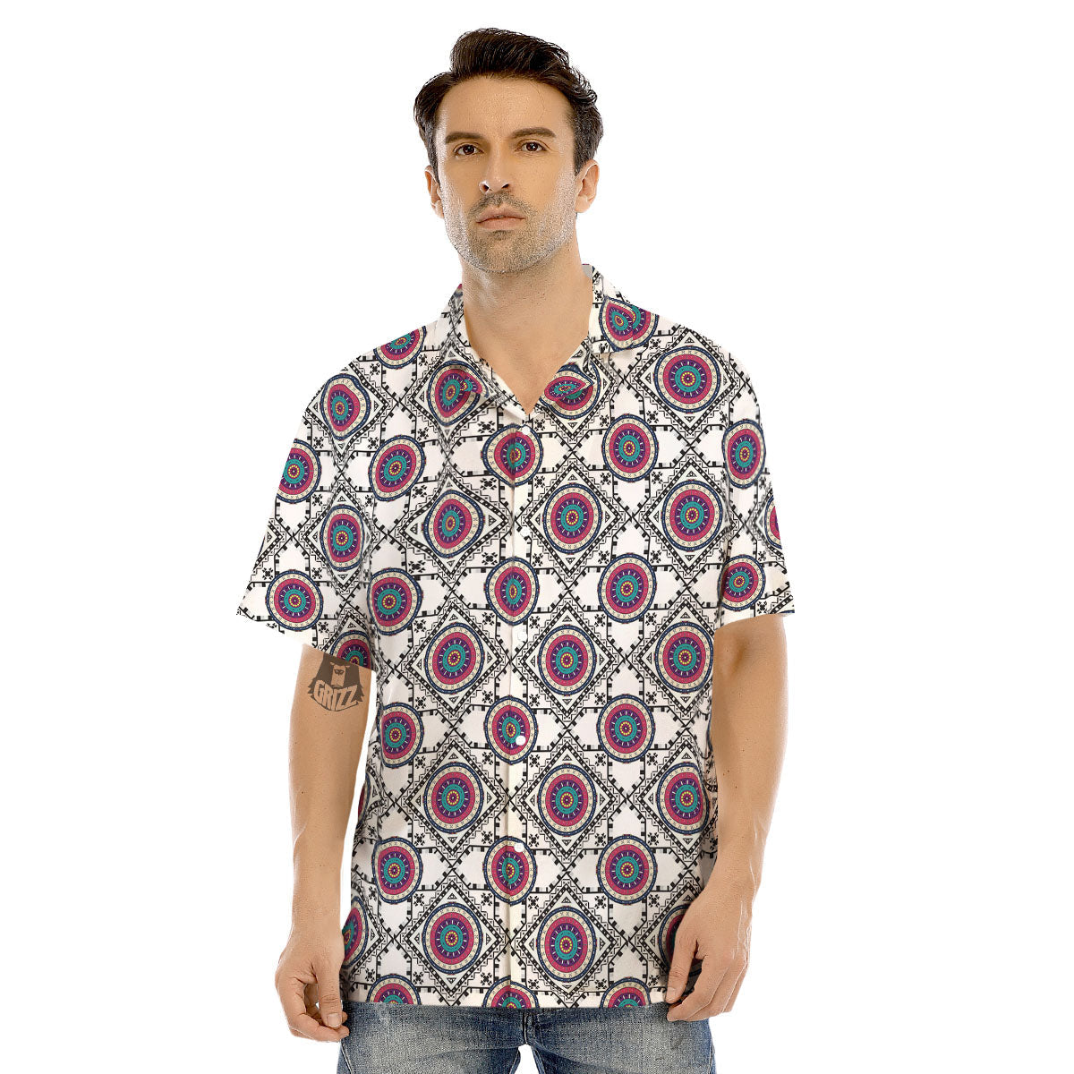Inspired Native Indian Print Pattern Men's Hawaiian Shirt-grizzshop