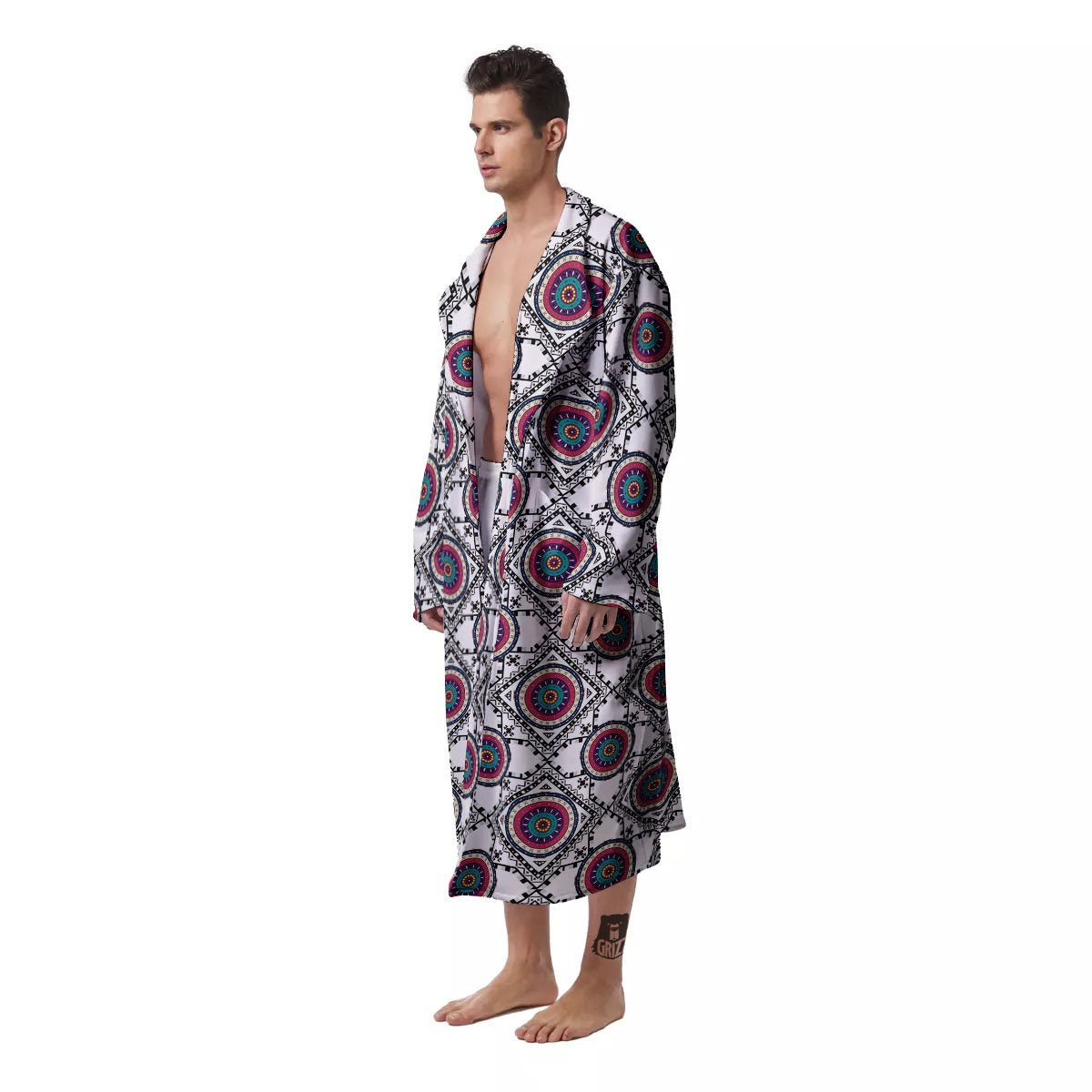 Inspired Native Indian Print Pattern Men's Robe-grizzshop