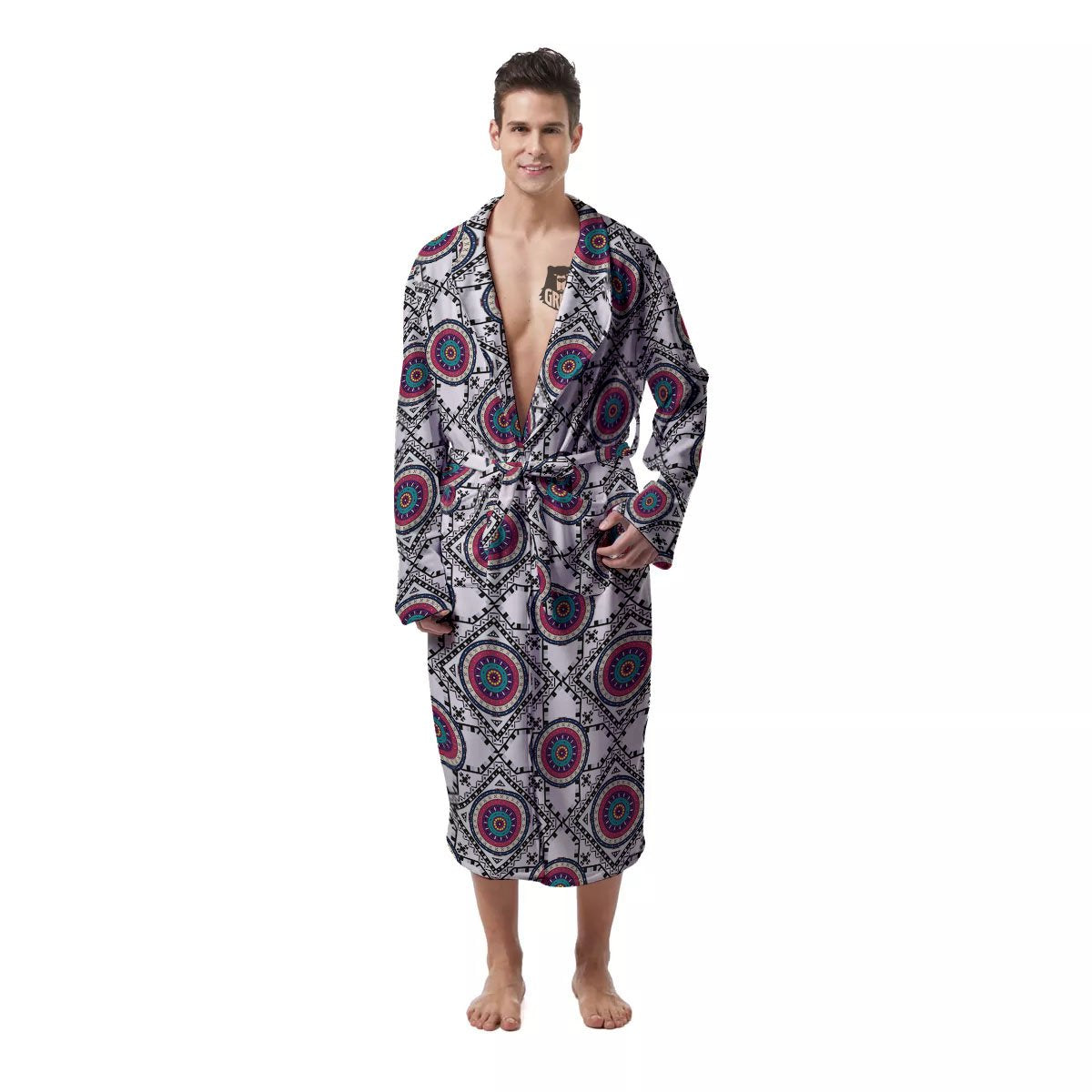 Inspired Native Indian Print Pattern Men's Robe-grizzshop