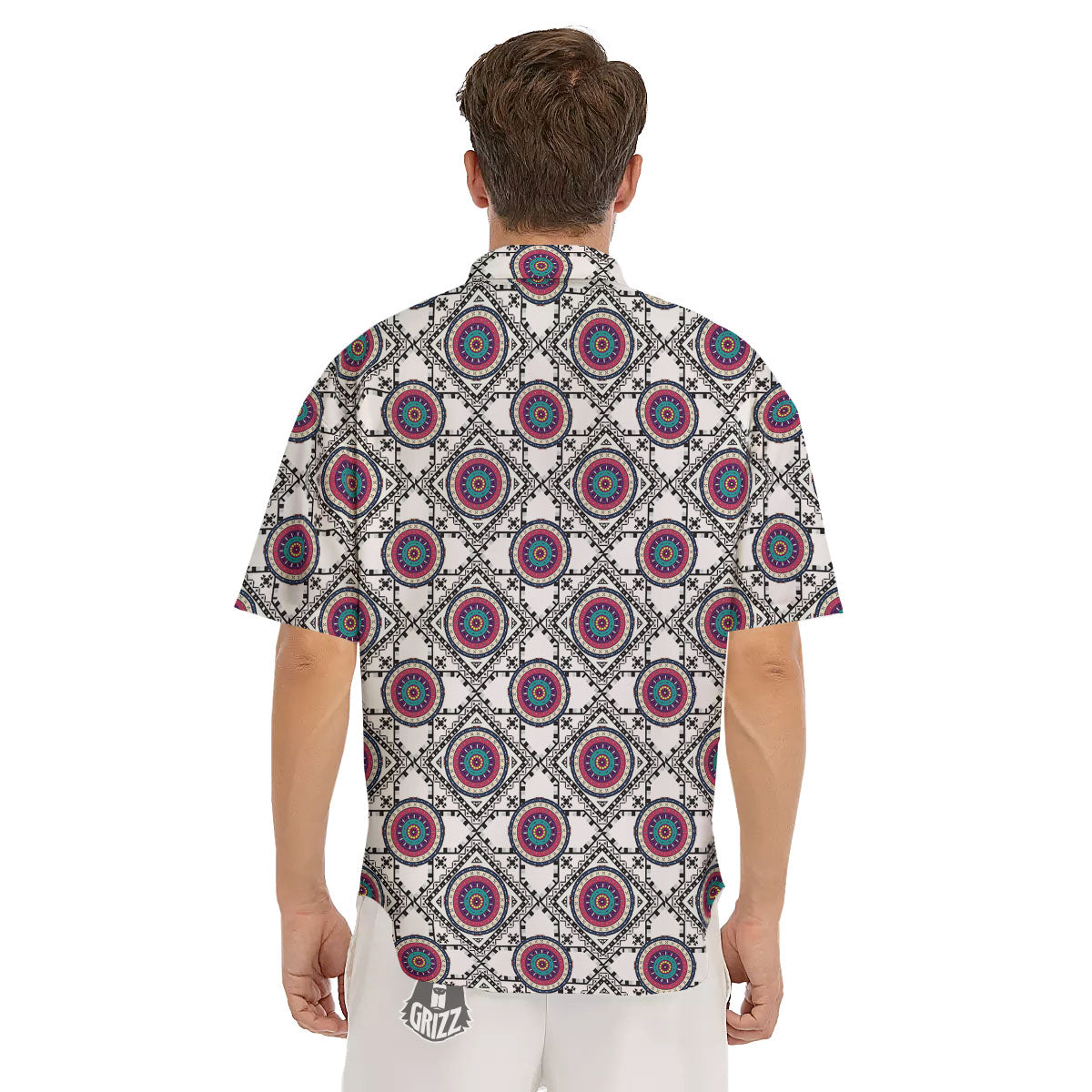 Inspired Native Indian Print Pattern Men's Short Sleeve Shirts-grizzshop