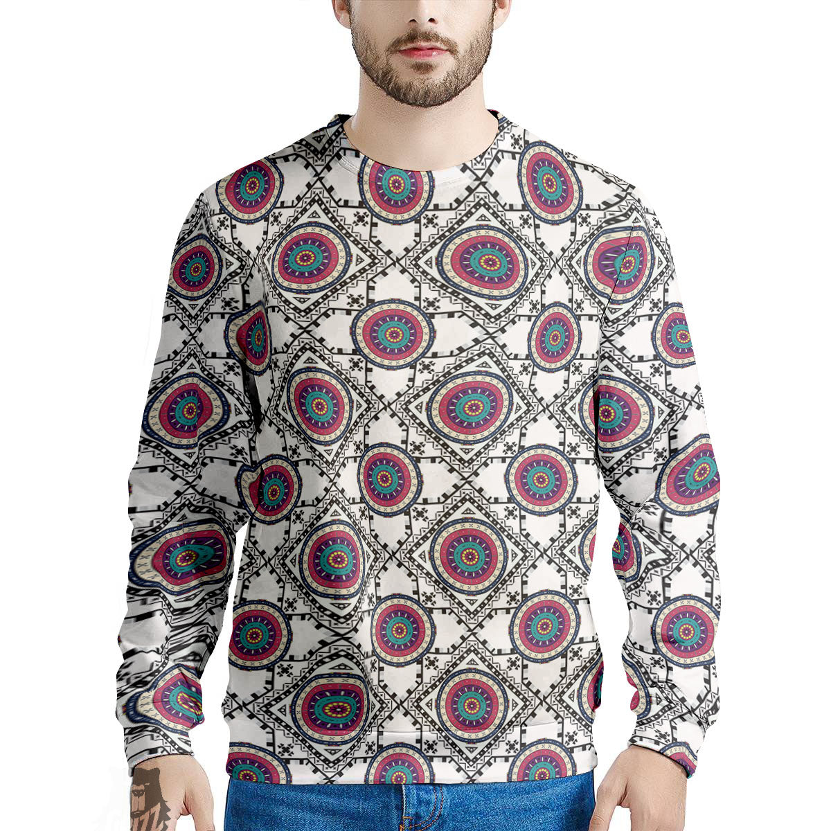 Inspired Native Indian Print Pattern Men's Sweatshirt-grizzshop