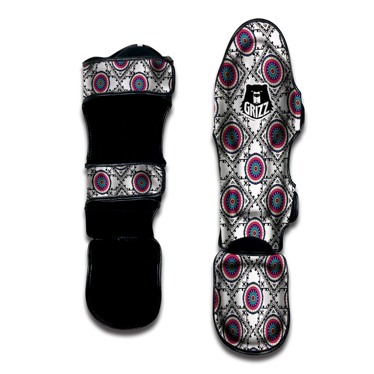 Inspired Native Indian Print Pattern Muay Thai Shin Guards-grizzshop