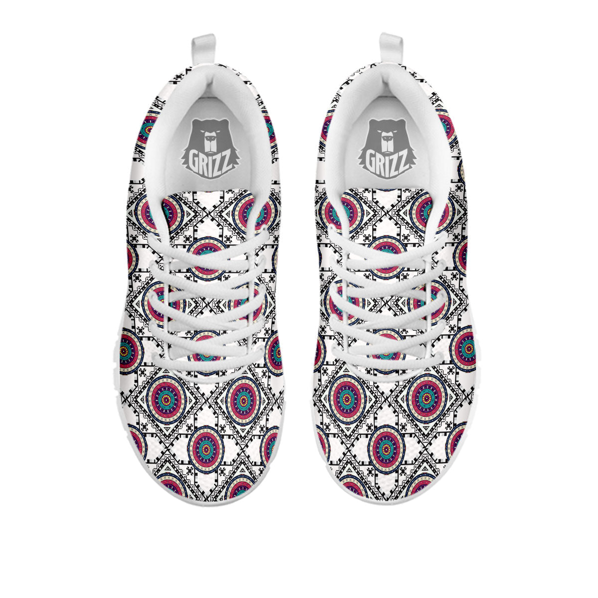 Inspired Native Indian Print Pattern White Sneaker-grizzshop