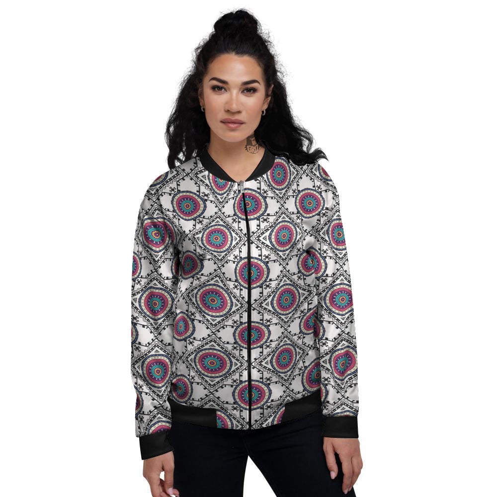Inspired Native Indian Print Pattern Women's Bomber Jacket-grizzshop