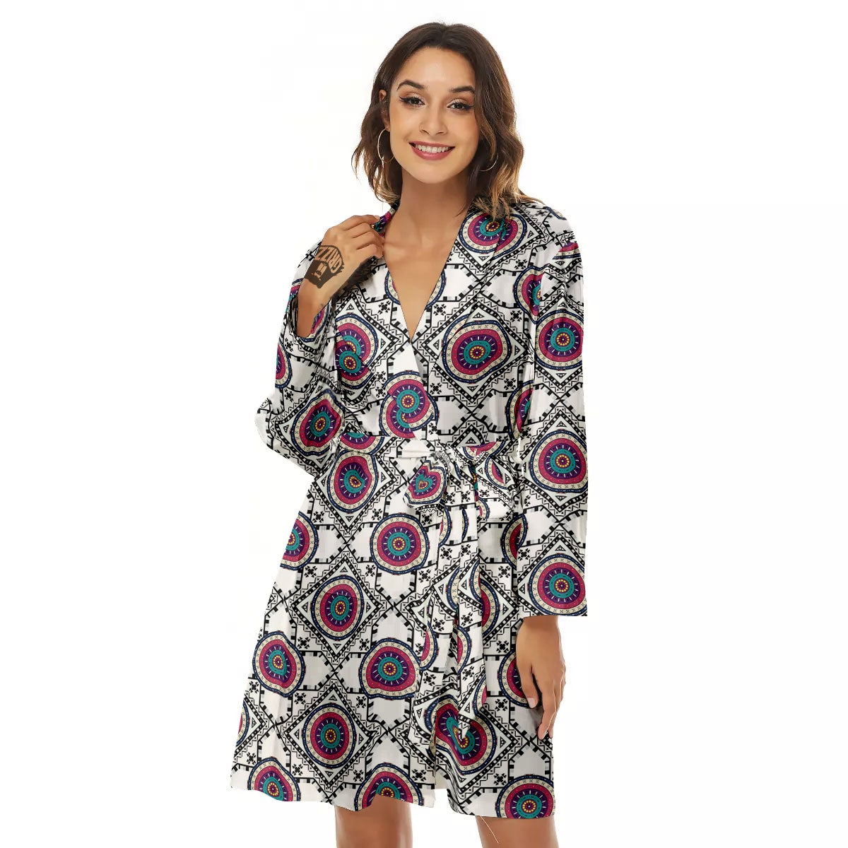 Inspired Native Indian Print Pattern Women's Robe-grizzshop