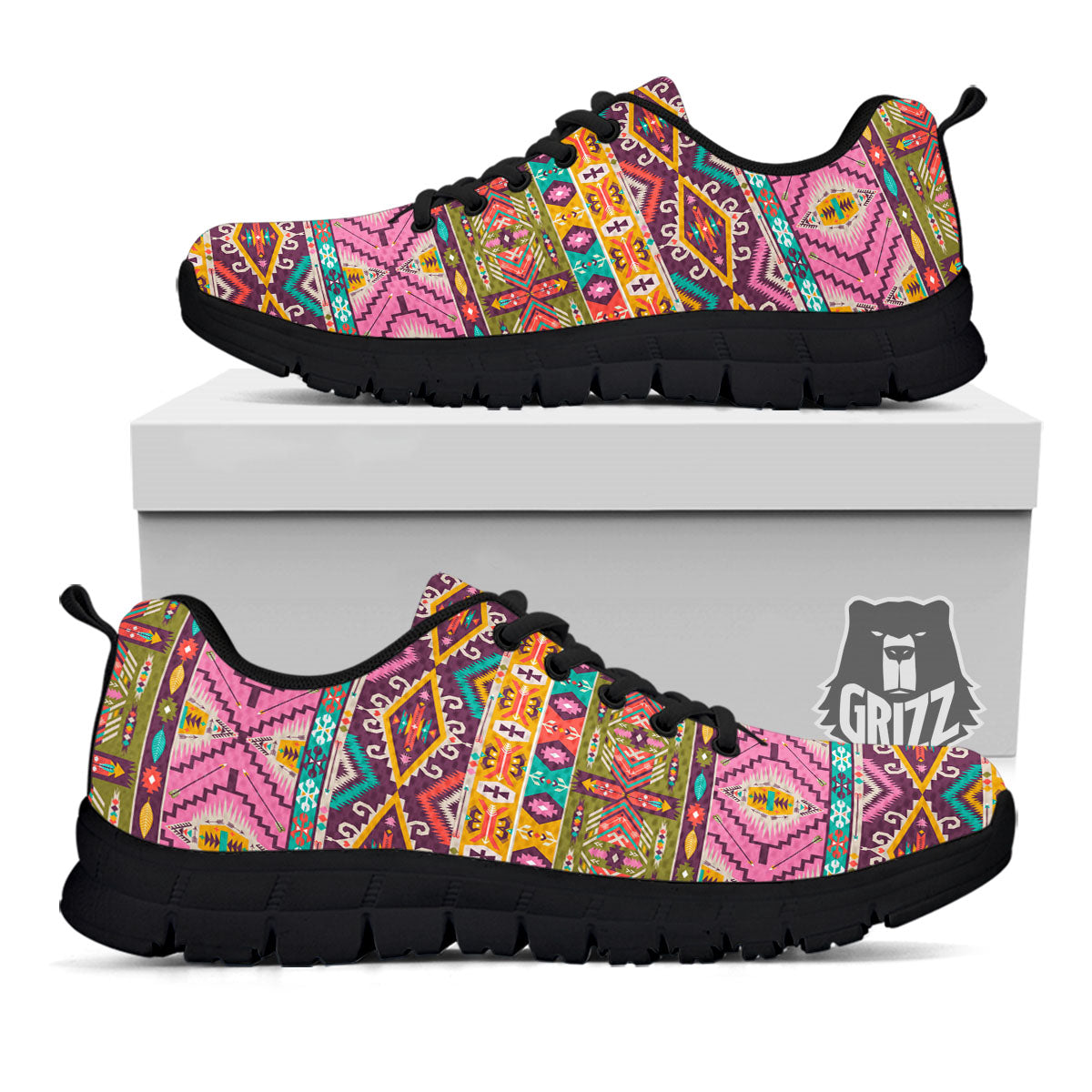 Inspired Native Print Pattern Black Sneaker-grizzshop