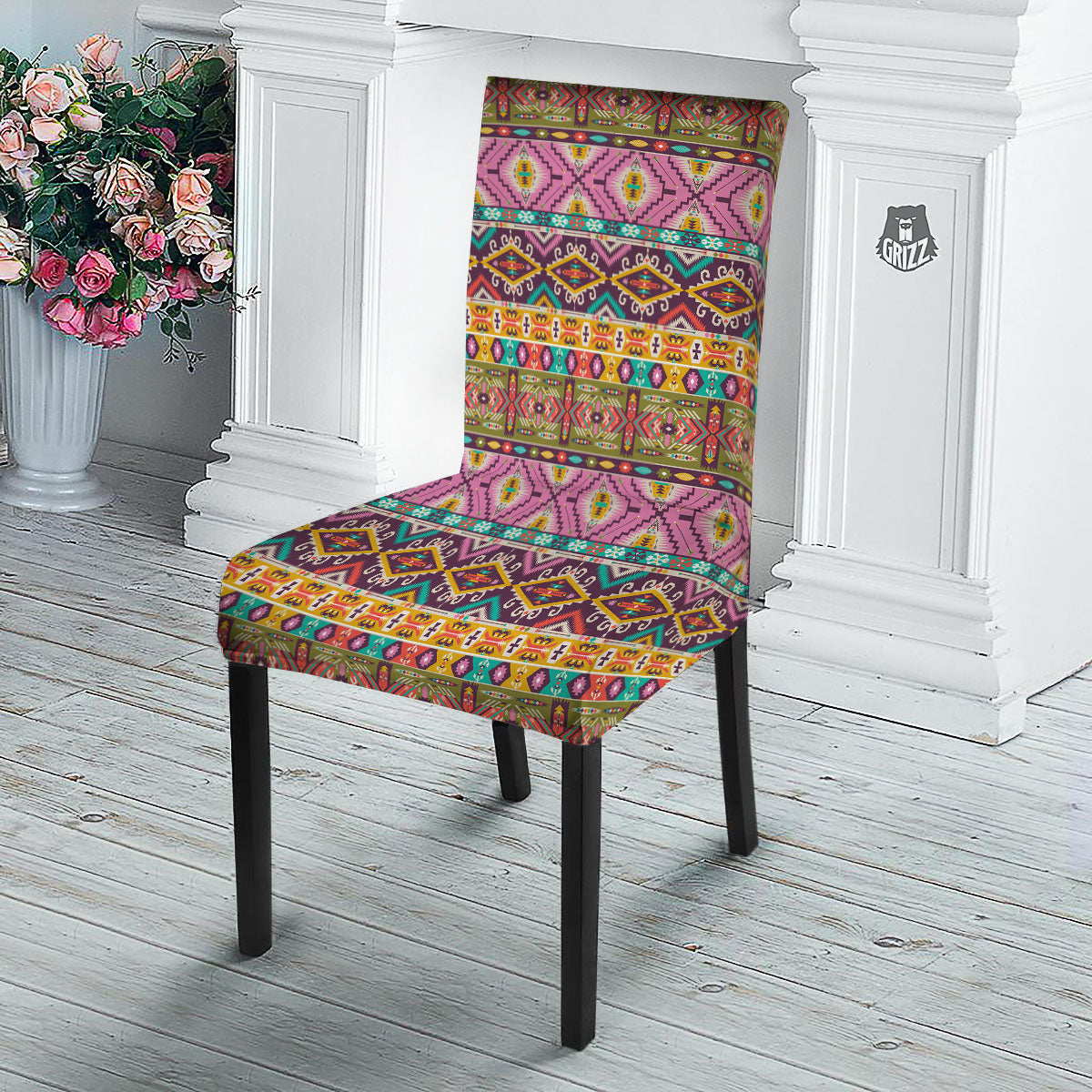 Inspired Native Print Pattern Dining Chair Slipcover-grizzshop