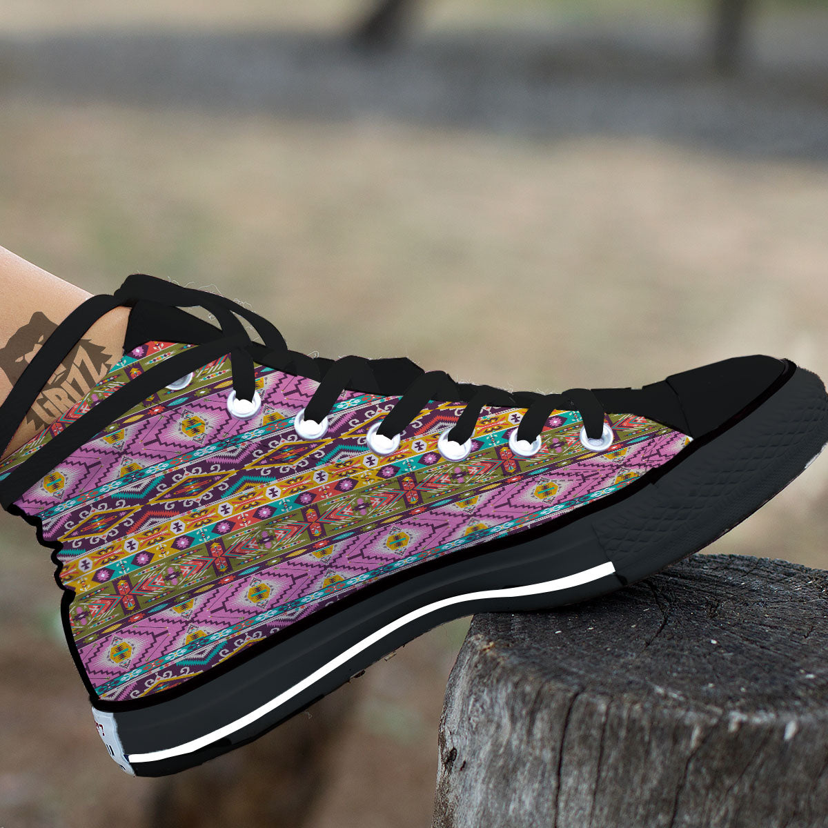 Inspired Native Print Pattern High Top Shoes-grizzshop