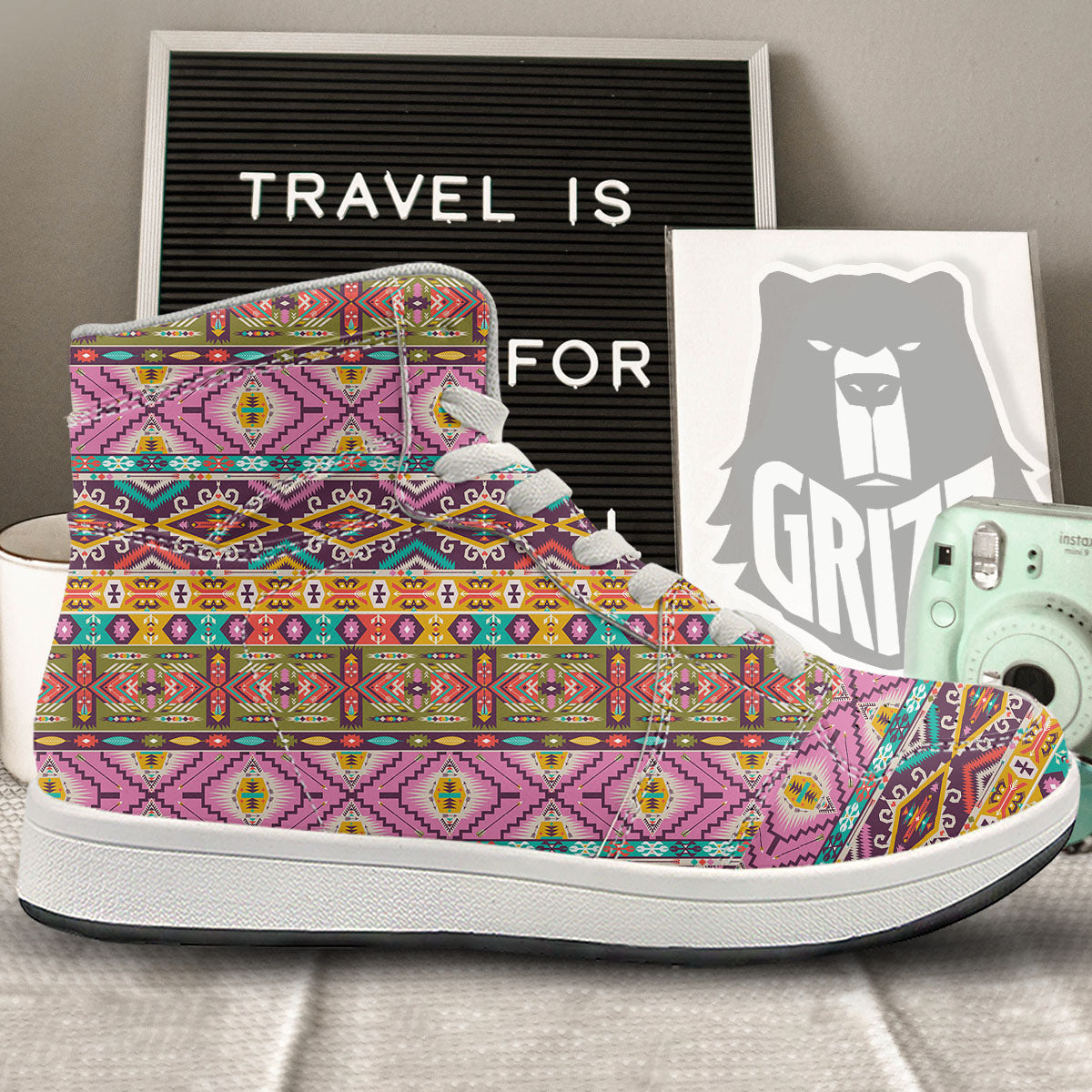 Inspired Native Print Pattern High Top Sneakers-grizzshop
