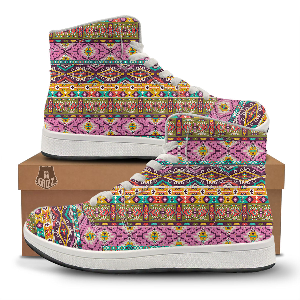 Inspired Native Print Pattern High Top Sneakers-grizzshop