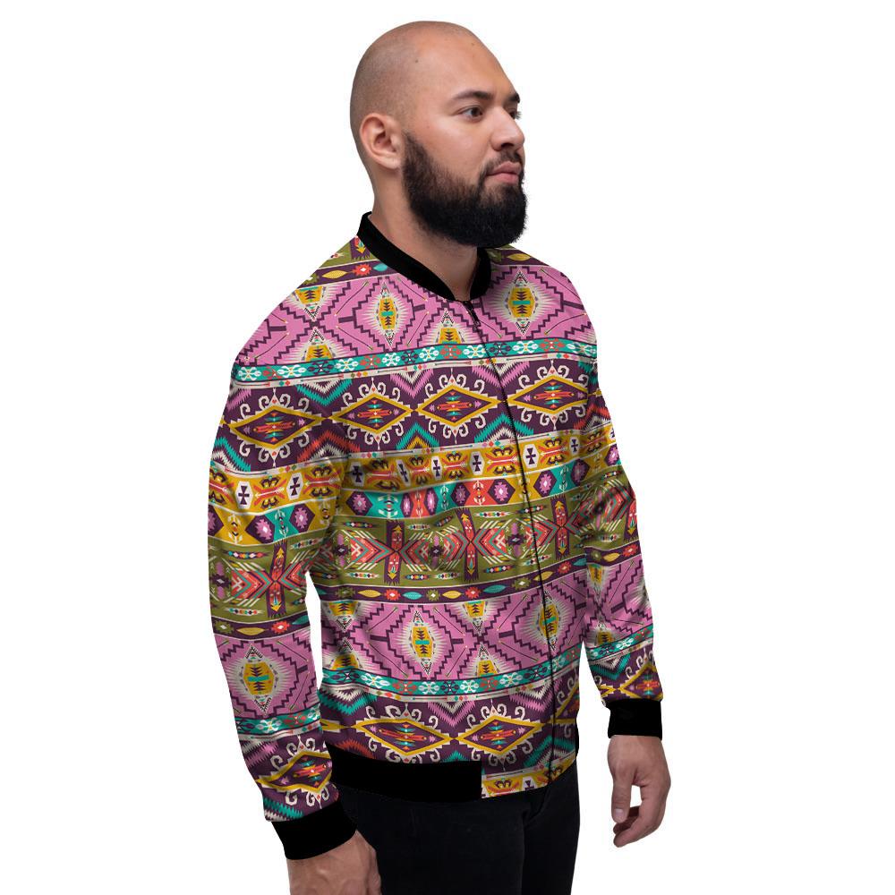 Inspired Native Print Pattern Men's Bomber Jacket-grizzshop