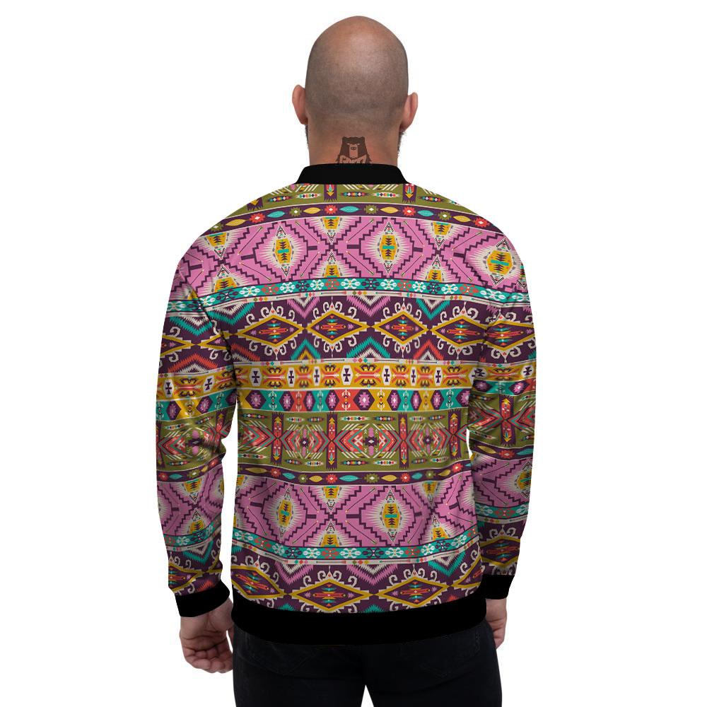 Inspired Native Print Pattern Men's Bomber Jacket-grizzshop
