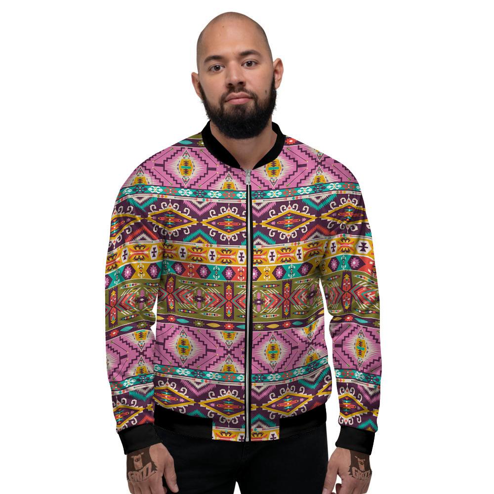 Inspired Native Print Pattern Men's Bomber Jacket-grizzshop