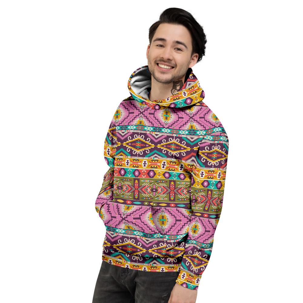 Inspired Native Print Pattern Men's Hoodie-grizzshop