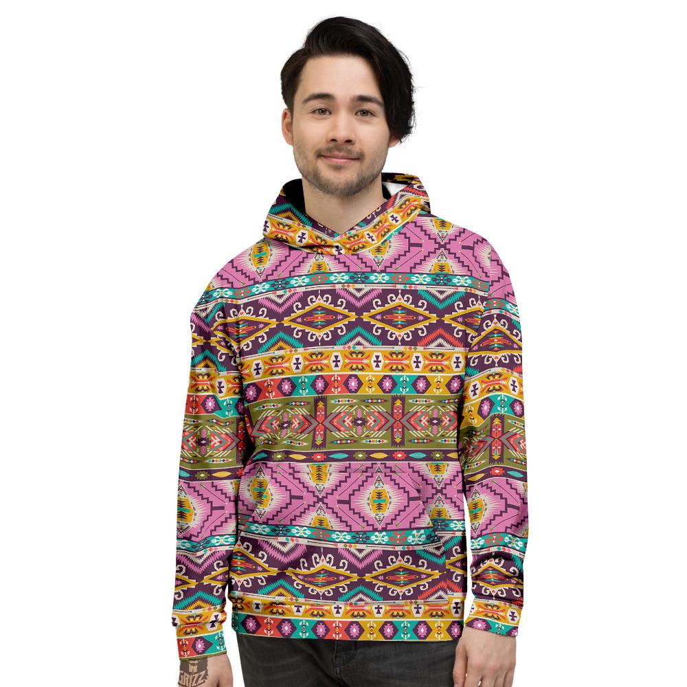 Inspired Native Print Pattern Men's Hoodie-grizzshop
