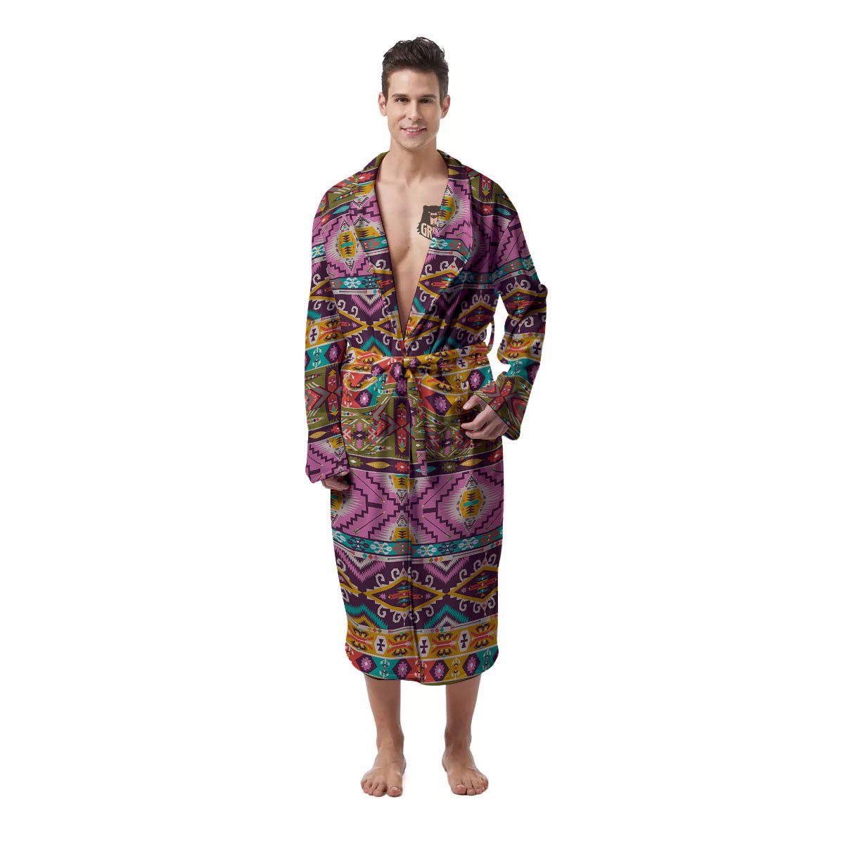 Inspired Native Print Pattern Men's Robe-grizzshop
