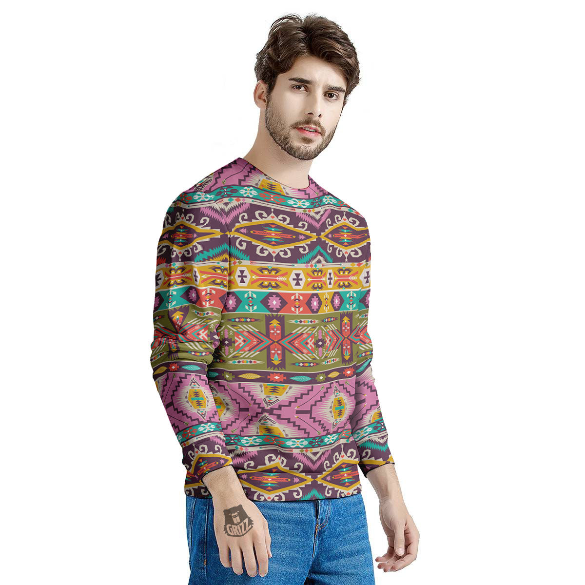 Inspired Native Print Pattern Men's Sweatshirt-grizzshop
