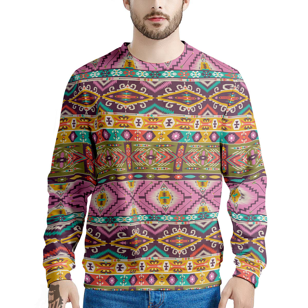 Inspired Native Print Pattern Men's Sweatshirt-grizzshop