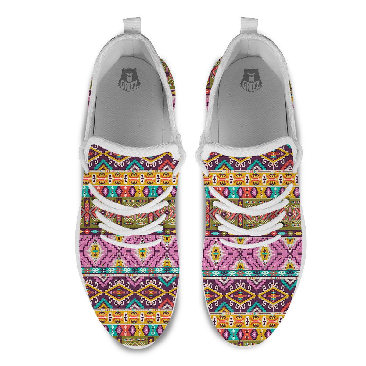 Inspired Native Print Pattern White Athletic Shoes-grizzshop