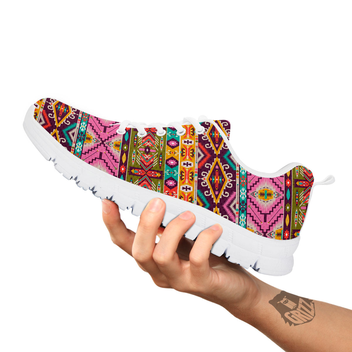 Inspired Native Print Pattern White Sneaker-grizzshop