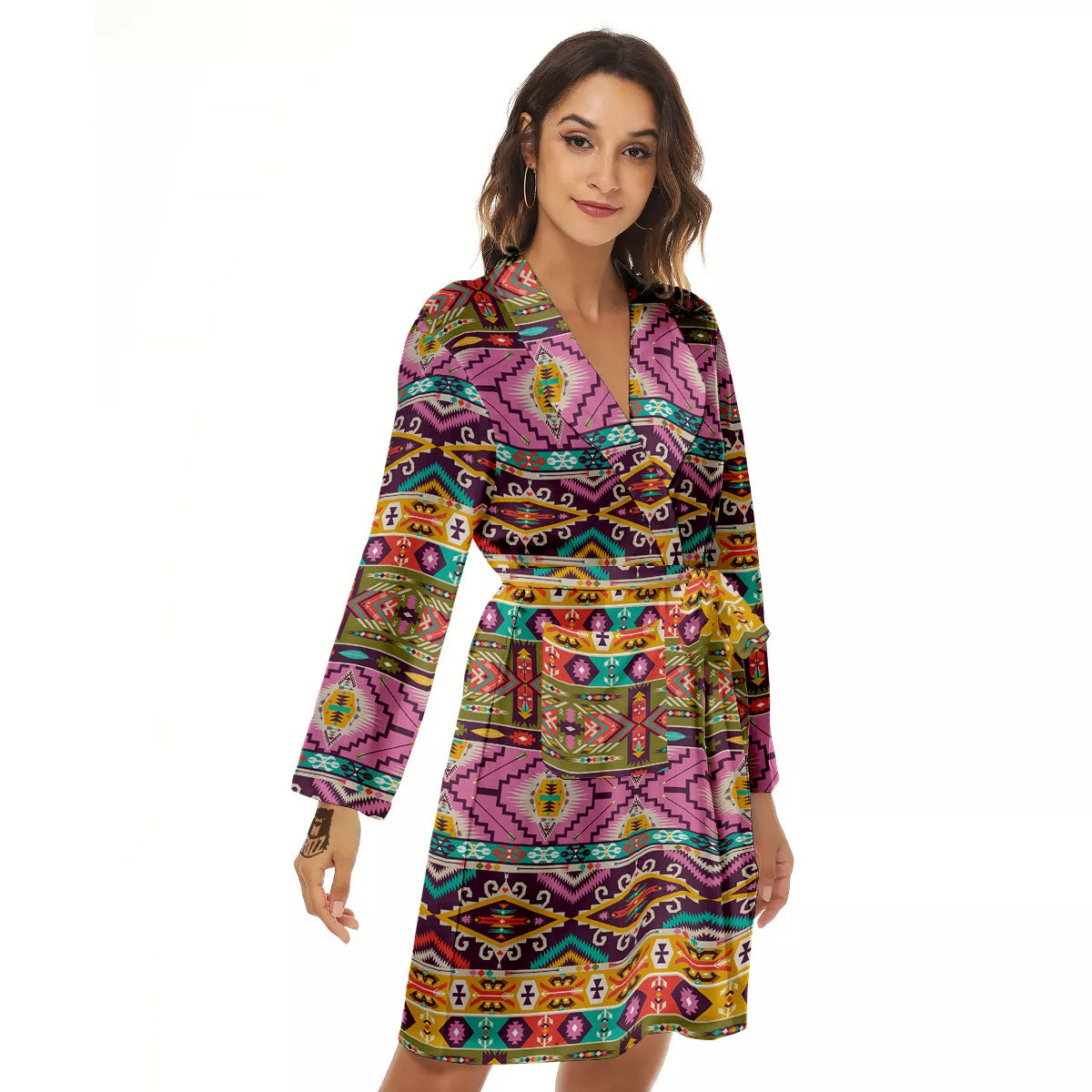 Inspired Native Print Pattern Women's Robe-grizzshop