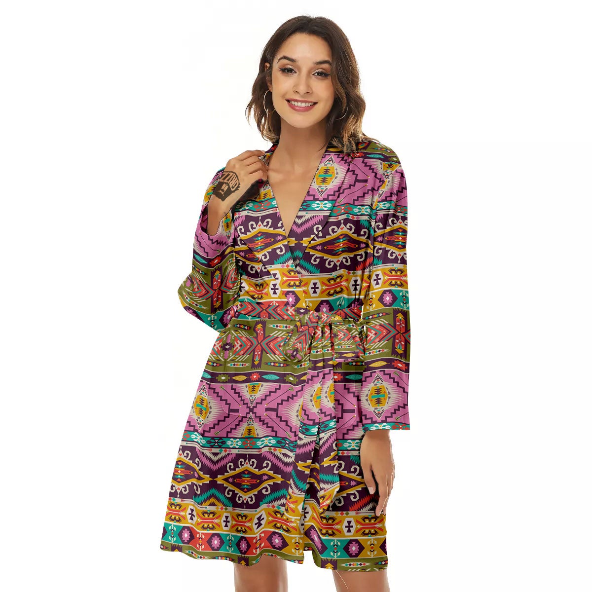 Inspired Native Print Pattern Women's Robe-grizzshop