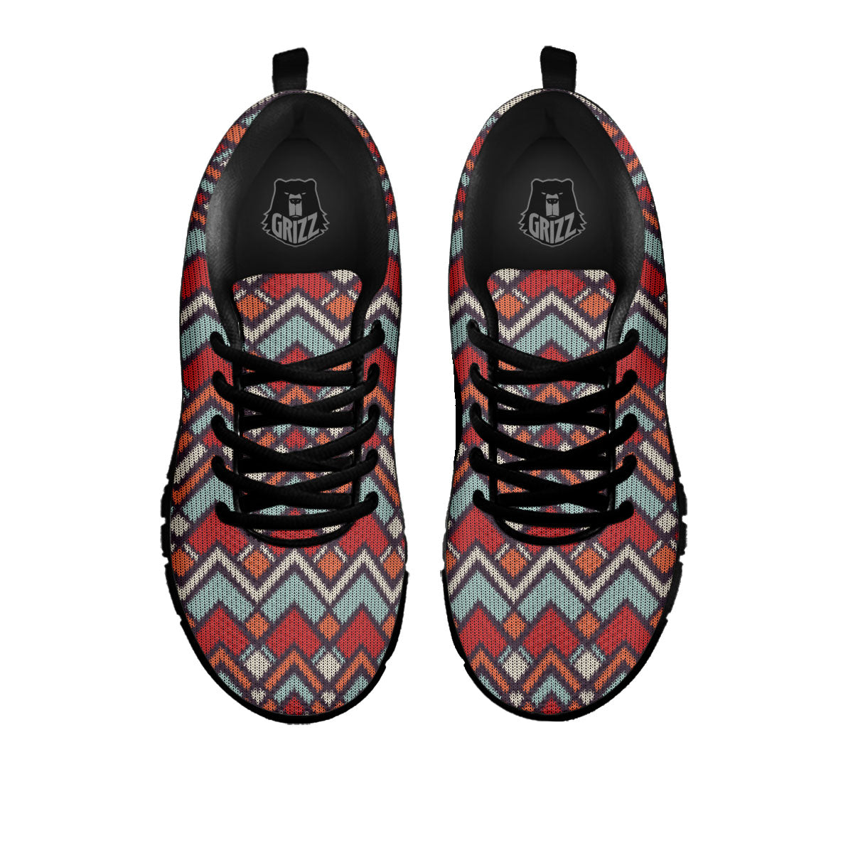 Inspired Native Tribal Print Pattern Black Sneaker-grizzshop