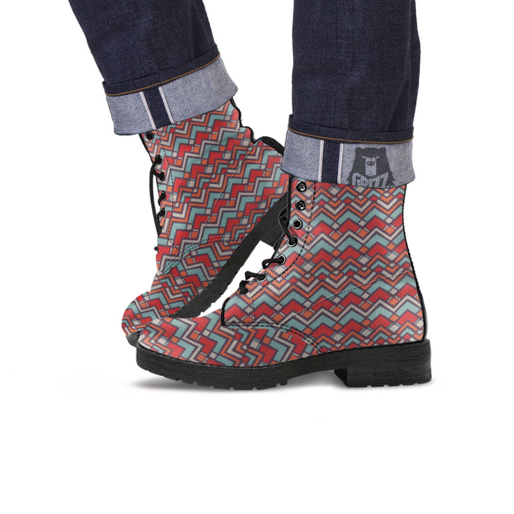 Inspired Native Tribal Print Pattern Leather Boots-grizzshop