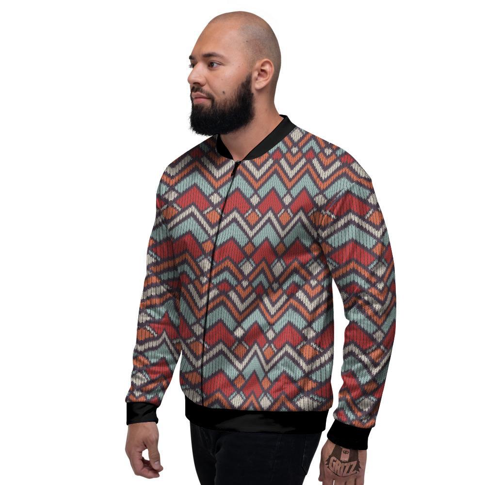Inspired Native Tribal Print Pattern Men's Bomber Jacket-grizzshop